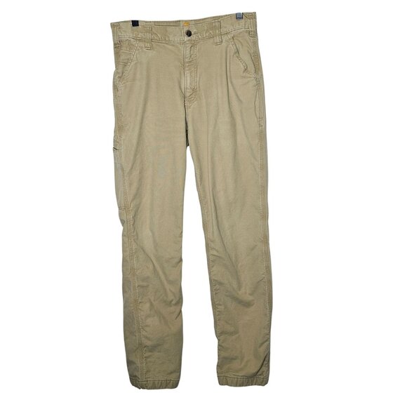 Carhartt Mens‎ Relaxed Fit Work Pants 32x34 Khaki Lined Wear - Picture 1 of 10
